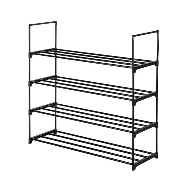 4 Tier Stackable  Shoe Rack Adjustable Organizer Shelf Tower Closet Space Saver